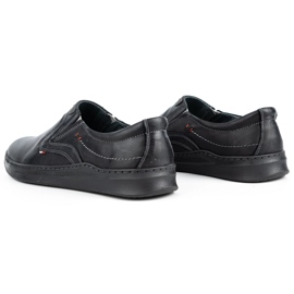 Olivier Pantofi slip-on din piele pentru bărbați 284GT, negri negru 4