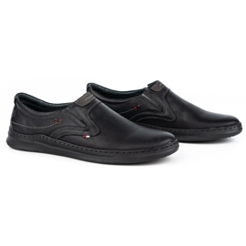 Olivier Pantofi slip-on din piele pentru bărbați 284GT, negri negru 2