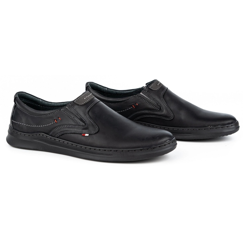 Olivier Pantofi slip-on din piele pentru bărbați 284GT, negri negru 2