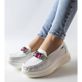 Mocasini albi cu cristale de la Gisella 1