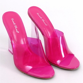 Sandale cu toc transparent Seymour Fuchsia roz 1