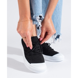 Tenisi de dama negri din material textil Shelovet negru 1