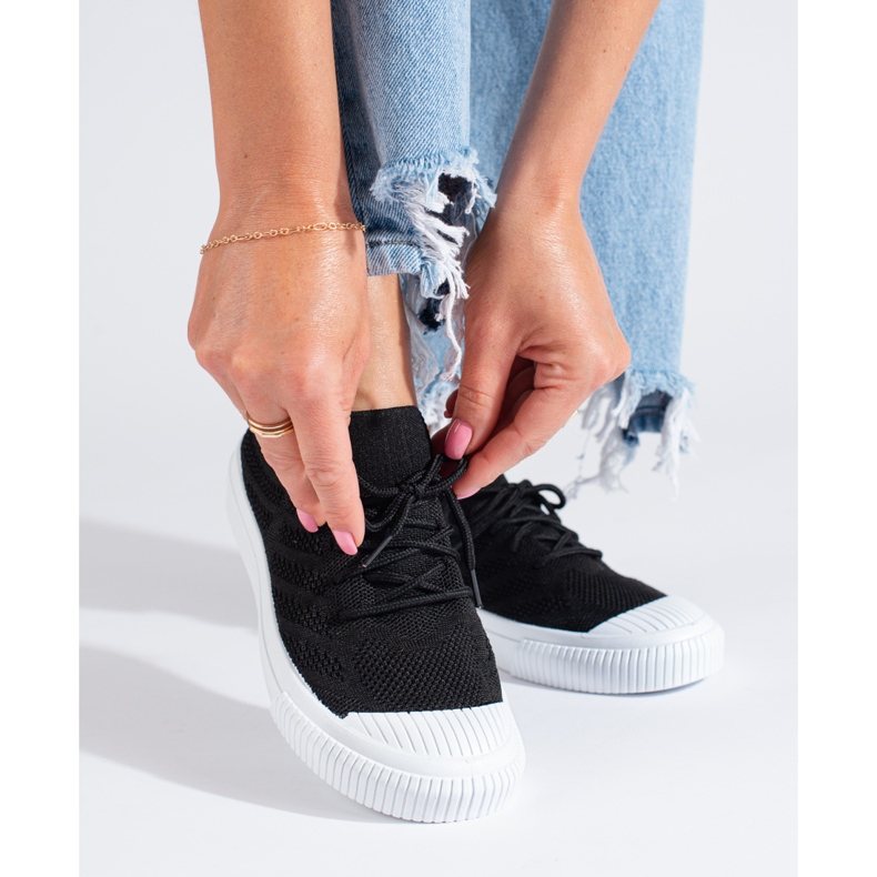 Tenisi de dama negri din material textil Shelovet negru 1
