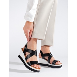 Sandale cu pană Shelovet negre negru 1