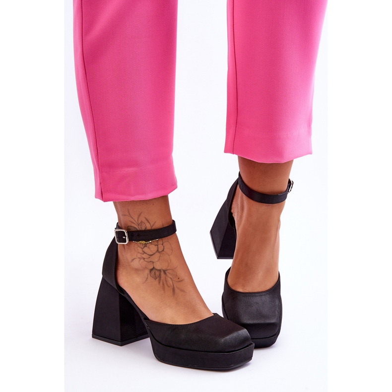 Pompe la modă pe tocuri masive Negru Sandia 2