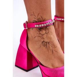 Pompe la modă Pe Tocuri masive Cu Zirconi Fuchsia Adel roz 4
