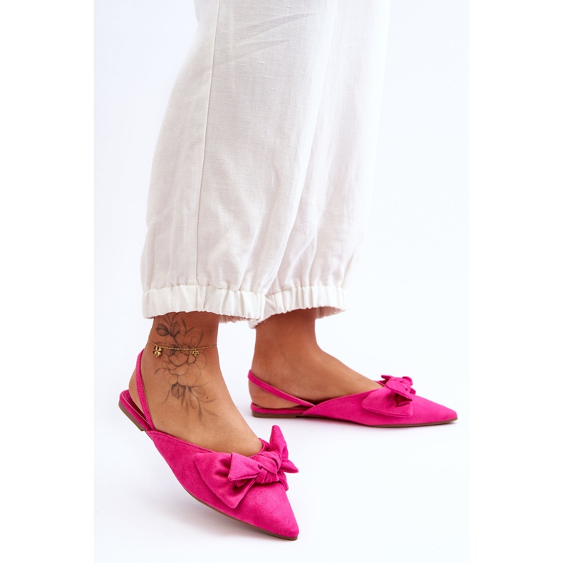 Balerini Slip-On Damă Cu Fundă Fucsia Nadine roz 1