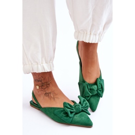 Balerini pentru damă cu fundă verde Nadine 1 Balerini pentru damă cu fundă verde Nadine 1
