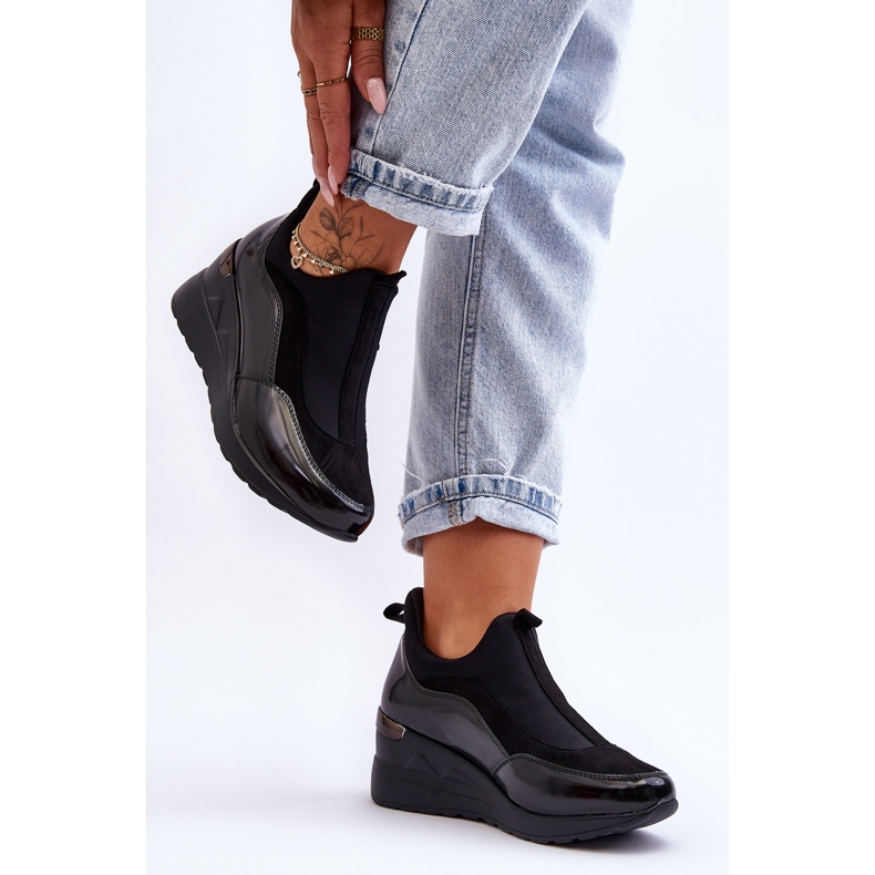 PE1 Pantofi sport cu pană cu pană de damă Negru Farro 2 PE1 Pantofi sport cu pană cu pană de damă Negru Farro 2