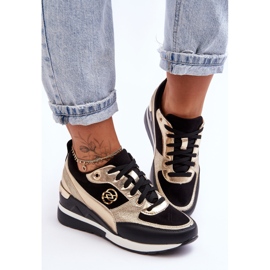 PE1 Pantofi de damă cu șireturi Genova negri și aurii negru 2