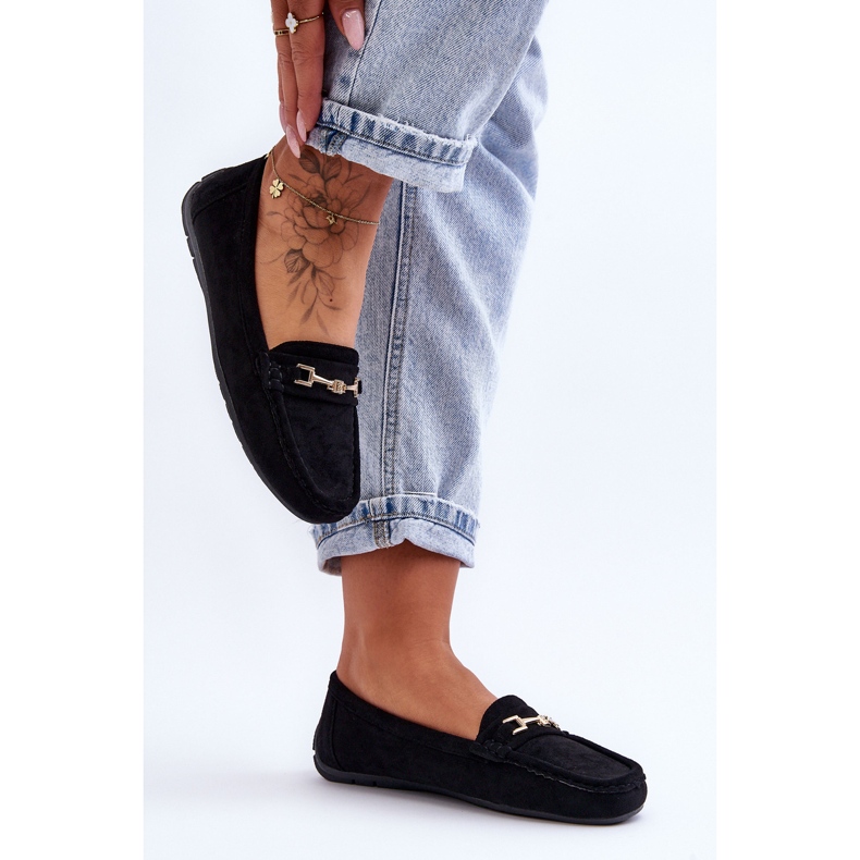 Mocasini clasici din piele intoarsa pentru dama Corinell negru 2