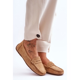 Mocasini din piele intoarsa de dama camel maro 1
