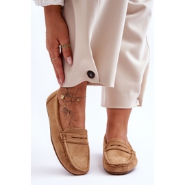Mocasini din piele intoarsa de dama camel maro 2
