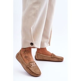 Mocasini la modă de damă din piele intoarsa maro Rabell 1