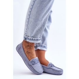 Mocasini la modă de damă Rabell albastru din piele intoarsa 1