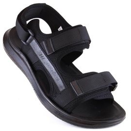 Sandale sport negre pentru bărbați cu Velcro News 23MN02-5801 negru 1