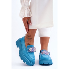 PS1 Mocasini de dama cu cristal albastru Avril 5