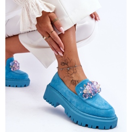 PS1 Mocasini de dama cu cristal albastru Avril 2