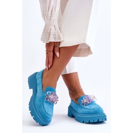 PS1 Mocasini de dama cu cristal albastru Avril 6