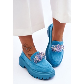 PS1 Mocasini de dama cu cristal albastru Avril 8