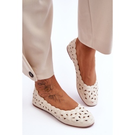 PE1 Balerina lucioasă ajurata pentru femei, vizionară, bej 2