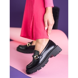 Mocasini de dama Black Shelovet din piele ecologica negru 2