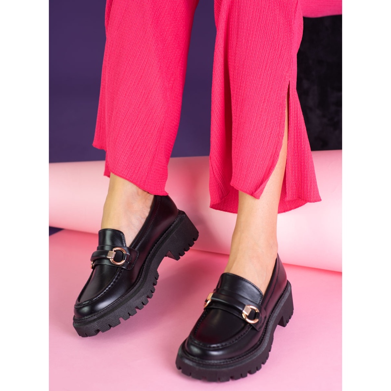 Mocasini de dama Black Shelovet din piele ecologica negru 1