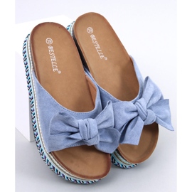 Sandale cu fundă cu talpă înaltă Delair Blue albastru 1