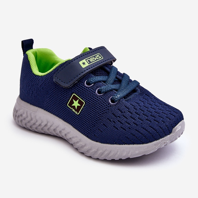 News Pantofi Sport Copii Cu Velcro Bleumarin-Verde Brego albastru 1