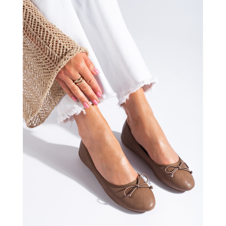 Balerini de damă maro cu fundă Shelovet 1
