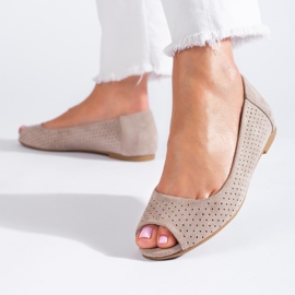 Balerini de damă bej ajurat Shelovet 1