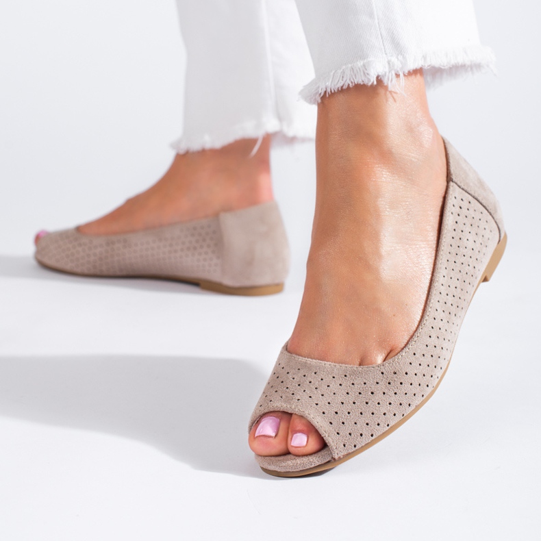 Balerini de damă bej ajurat Shelovet 1