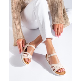 Sandale de damă pe o pană joasă Shelovet bej 1