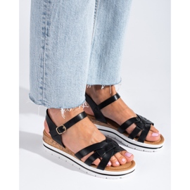 Sandale de damă Shelovet negre cu pană joasă negru 1