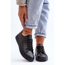 PE1 Tenisi clasici din piele de damă negri nelimitat negru 2