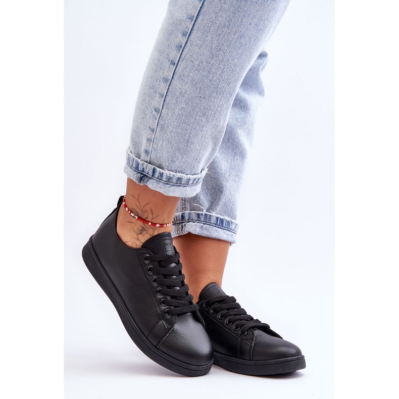 PE1 Tenisi clasici din piele de damă negri nelimitat negru 1