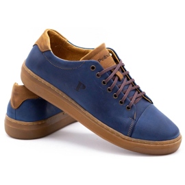 Polbut Pantofi barbati piele 2109 bleumarin albastru 2