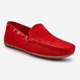Mocasini cu slip-on, din piele intoarsa, pentru barbati Rayan Red roșu 1