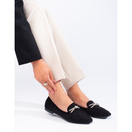 Mocasini slip-on, decorati cu piele intoarsa neagra Shelovet negru 1