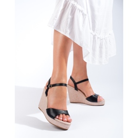 Espadrile cu pană înaltă Shelovet negre negru 1