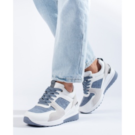 Tenisi de damă Shelovet cu pană alb și albastru 1 Tenisi de damă Shelovet cu pană alb și albastru 1