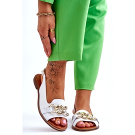 Lewski Shoes Sandale din piele pentru femei Leewski Shoes 3230 White Peas alb 1