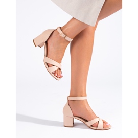 Sandale de damă Shelovet bej cu toc 1