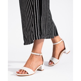 Sandale Shelovet, clasice, elegante, cu toc mic alb 1