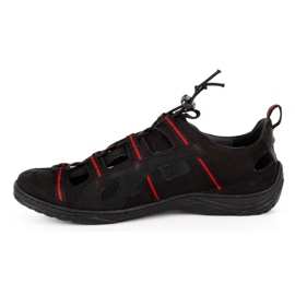 Kampol Pantofi ajurati din piele pentru barbati 26KAM negru 1