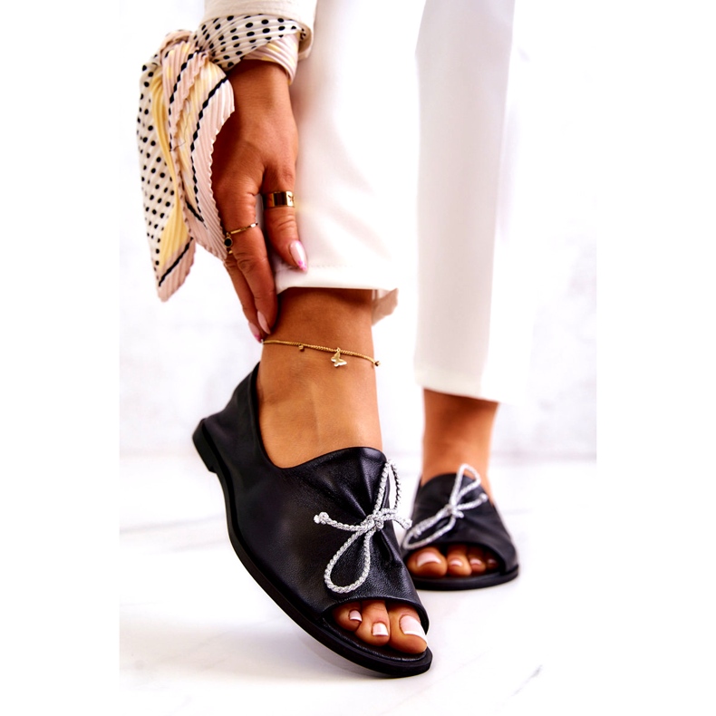 Balerini de damă din piele Nicole 2660/001 negru 1