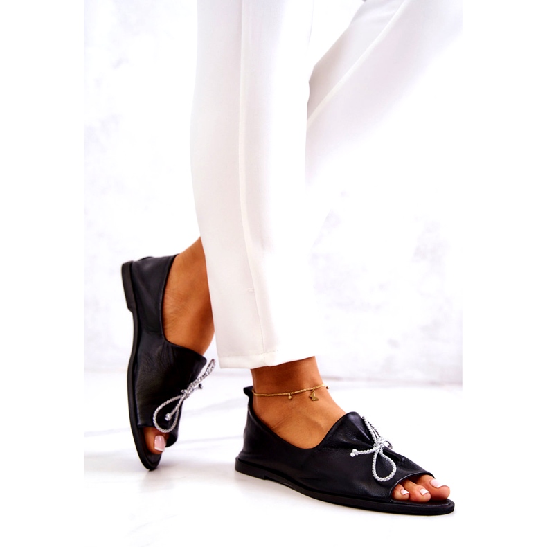 Balerini de damă din piele Nicole 2660/001 negru 2