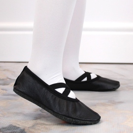 Pantofi de balet din piele cu benzi elastice negre Nazo negru 5