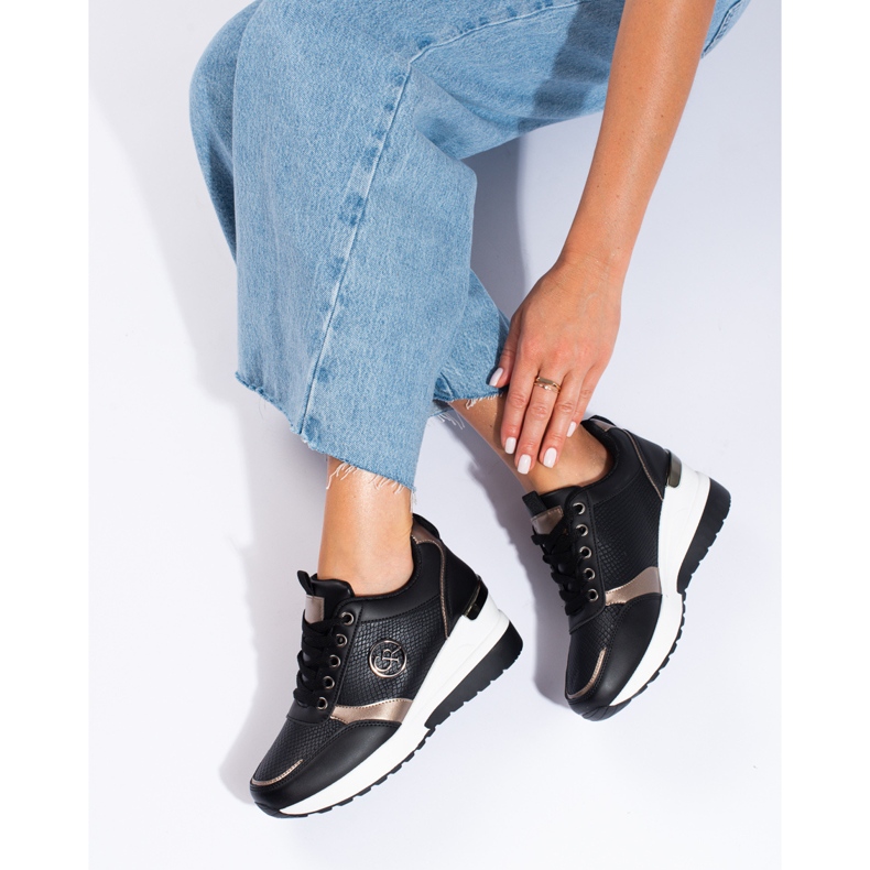 Tenisi de damă Black Shelovet cu pană negru 1