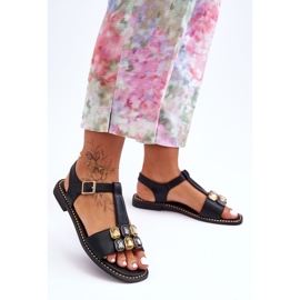 Sandale Damă S.Barski Cu Pietre KV-2775-30 Negru 2